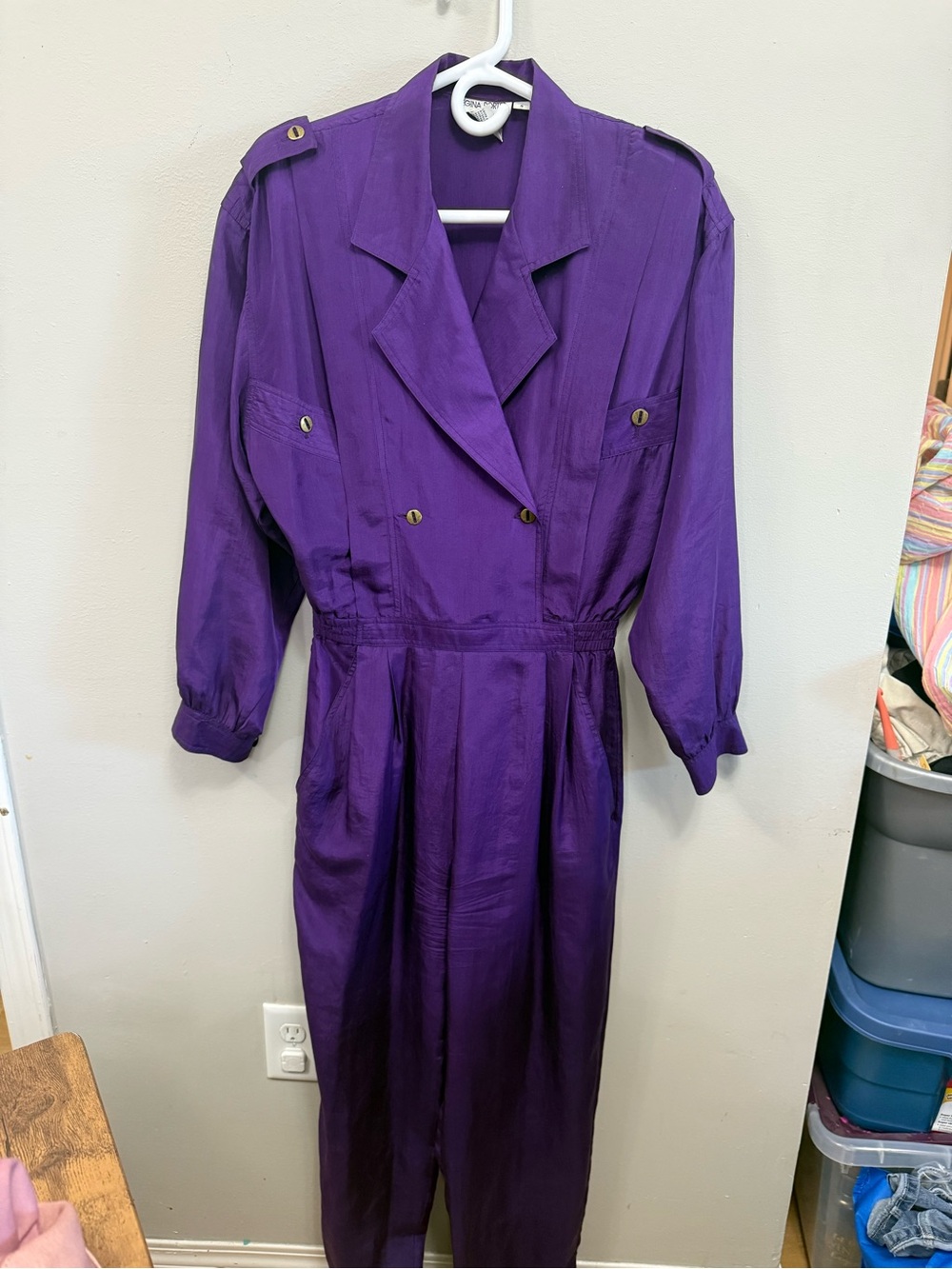 Vintage REGINA PORTER 100% Silk Purple Jumpsuit Women's Small